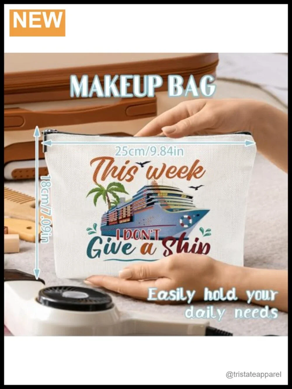 6 Pcs Waterproof Canvas Cosmetic Bags Cruise Essential Gift Set
